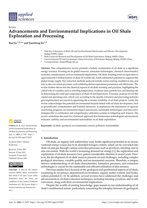 (PDF) Advancements and Environmental Implications in Oil Shale ...