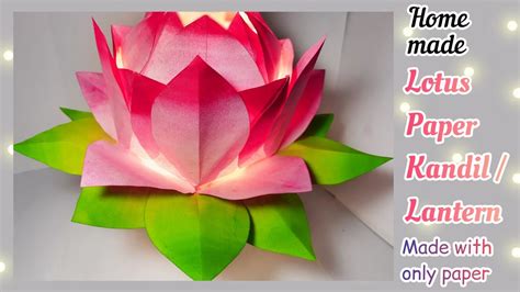 How to make Paper lantern/Kandil Lotus lantern | Diwali Kandil | Making ...