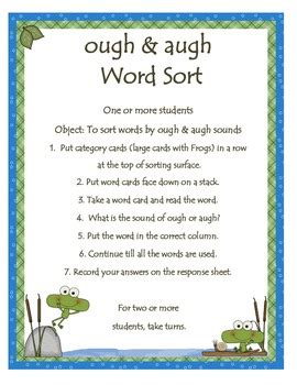 ough and augh Word Sort (Frogs) by Krystal White | TpT