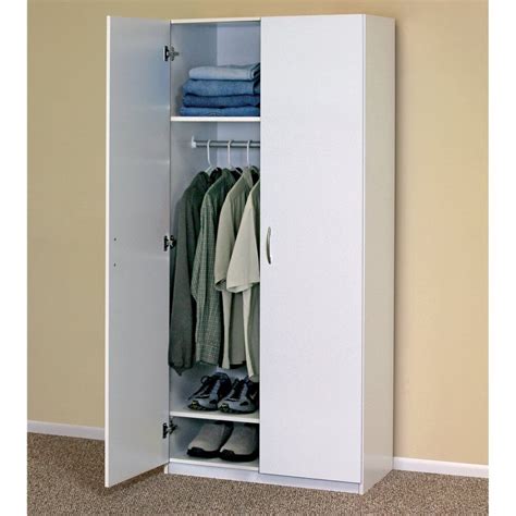 WHITE WARDROBE CABINET Clothing Closet Storage Modern Organizer Bedroom ...