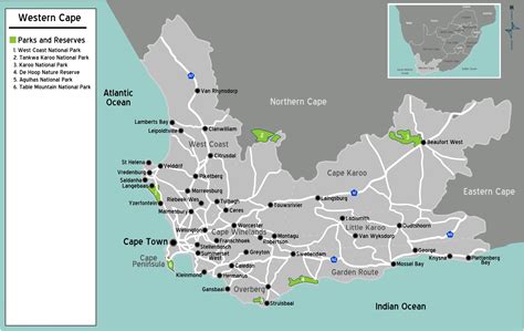 Road Map Of Western Cape South Africa | Map Of Africa