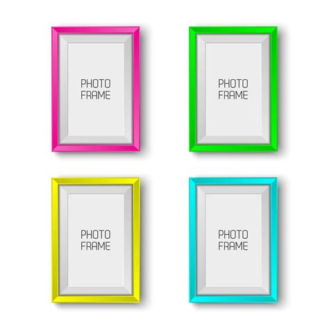 Realistic picture frames in neon colors isolated on white background ...