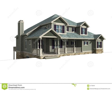 3d Model of One Level House Stock Illustration - Illustration of ...