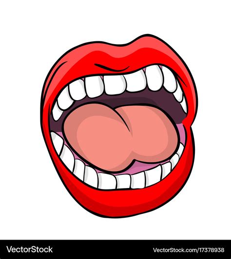 Shouting lips with teeth and tongue cartoon Vector Image