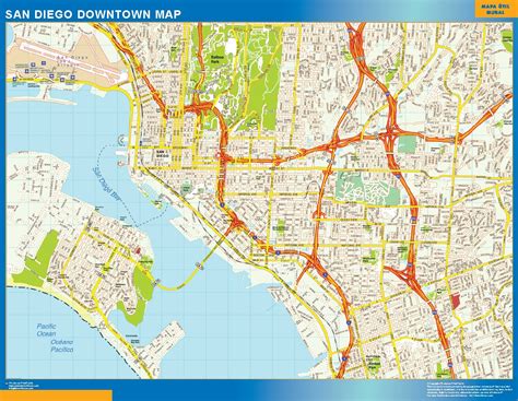 San Diego downtown map | Wall maps of the world & countries for Australia