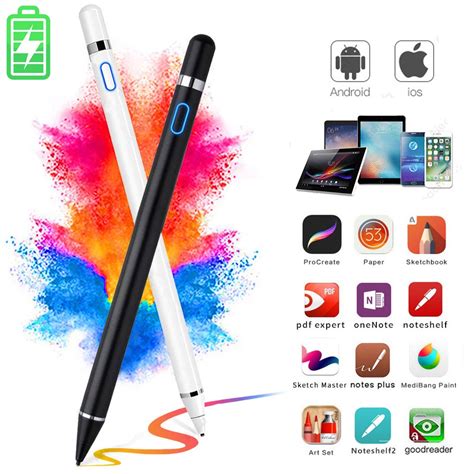 Universal Rechargeable Active Stylus Touch Screen Pen Drawing Tablet ...