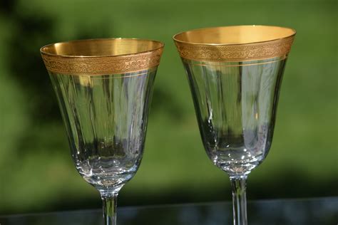 Vintage Gold Encrusted Wine Glasses, Set of 2, Morgantown, circa 1930's ...