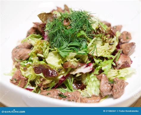 Fresh Salad with Duck Liver and Lettuce Stock Image - Image of diet, health: 21586561