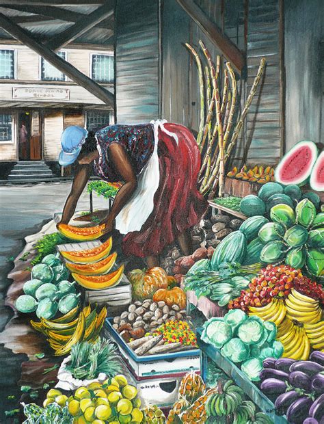 Caribbean Market Day Painting by Karin Dawn Kelshall- Best