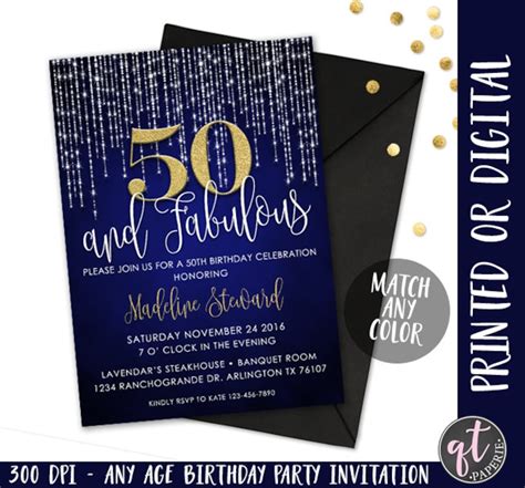 50 and Fabulous Invitation, Fifty and Fabulous Invitation, 50th ...