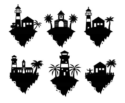 Utopia Floating Island Silhouette Vector Art & Graphics | freevector.com