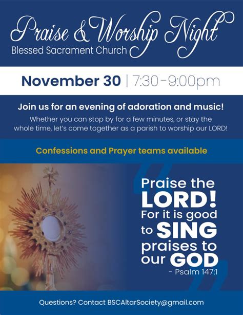 Praise & Worship Night – November 30 | Blessed Sacrament Catholic ...