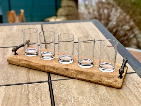 Live Edge Cherry Beer Flight Board w/ Glasses | Etsy