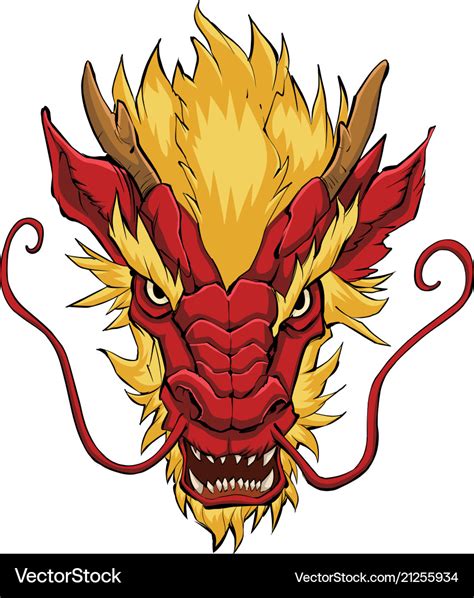 Chinese dragon head red Royalty Free Vector Image