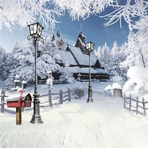 outside snow backdrop -snow village backdrop- snow white cottage ...