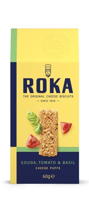 Roka Cheese Puffs Gouda Cheese With Tomato Basil 60g - Product - Roka Cheesecrispies