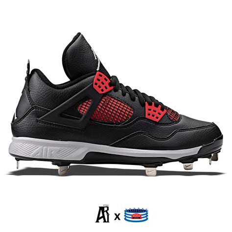 "Red Thunder" Jordan 4 Retro Cleats – Stadium Custom Kicks