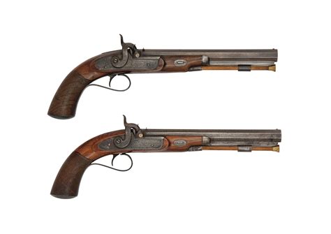 A PAIR OF 22-BORE PERCUSSION DUELLING PISTOLS , BY G. & J. DEANE ...