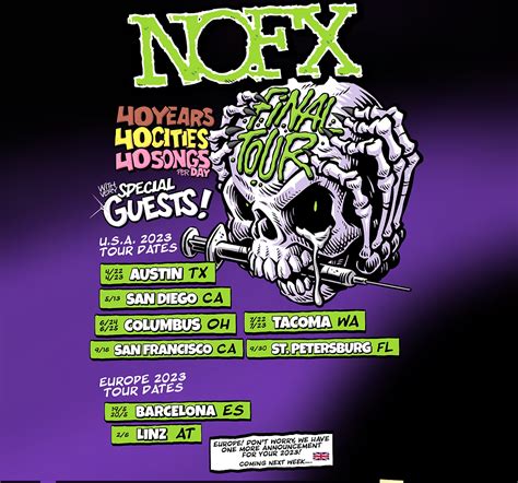 NOFX 'FINAL TOUR' tickets go on sale Friday, January 13th