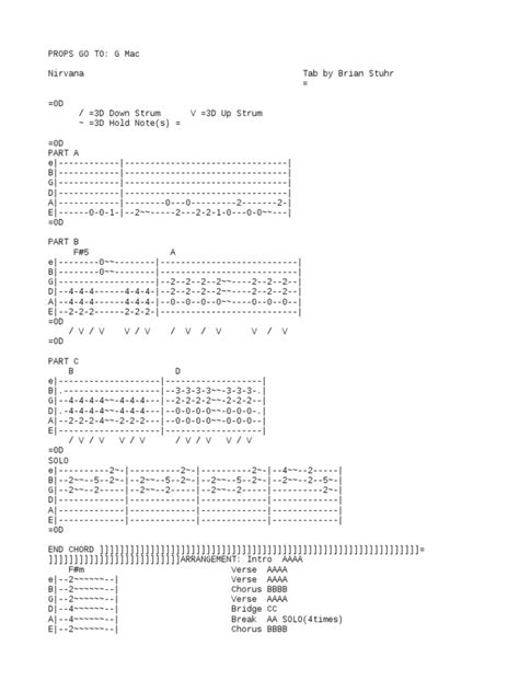 Nirvana Come as You Are Tab | Song Structure | Nirvana (Band)