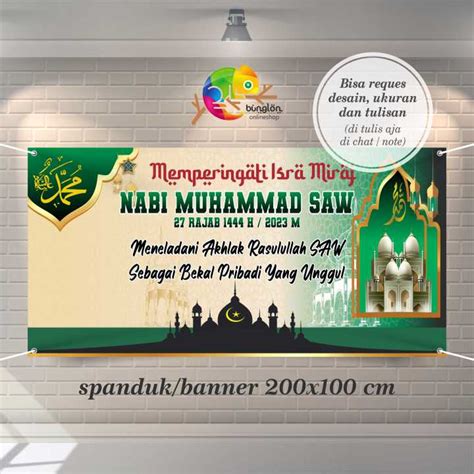 Spanduk Banner 200x100 Cm Spanduk Peringatan Isra Miraj, Spanduk Maulid Nabi, Spanduk Pengajian ...