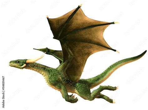 Flying dragon isolated on white background 3d illustration Stock ...