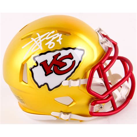 Travis Kelce Signed Chiefs Blaze Mini Speed Helmet (TSE COA) | Pristine ...