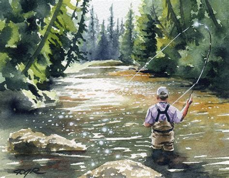 Fly fishing Art Print Hooked Up II Watercolor | Etsy | Fly fishing art ...