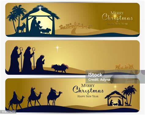 Nativity Scene Banner Stock Illustration - Download Image Now - Christianity, Christmas Card ...