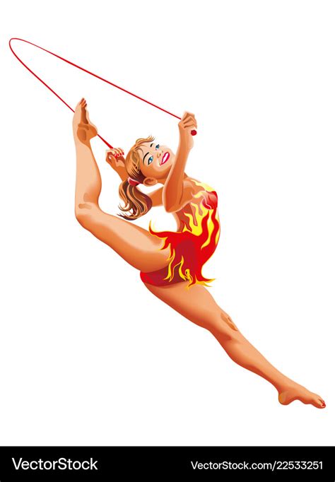 Rhythmic gymnastics rope athletes sportswoman Vector Image