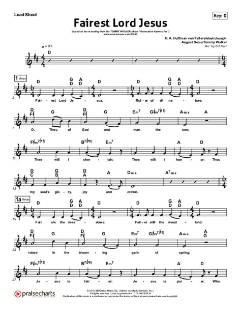 Fairest Lord Jesus Sheet Music PDF (Tommy Walker) - PraiseCharts