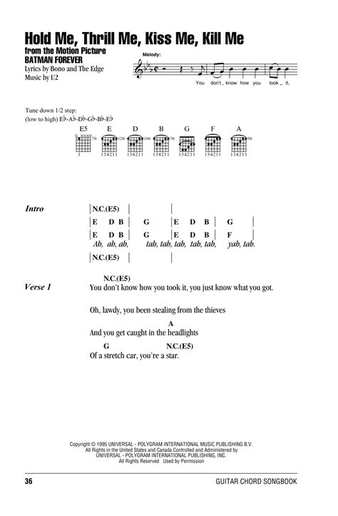 Hold Me, Thrill Me, Kiss Me, Kill Me by U2 - Guitar Chords/Lyrics ...