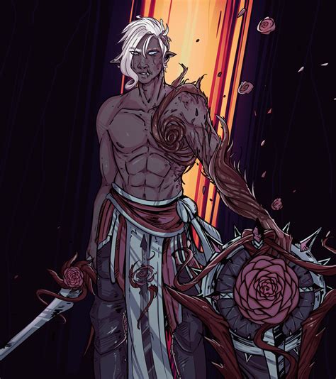 [Art] Oath of Vengeance Drow Paladin, with a rose theme! : r/DnD