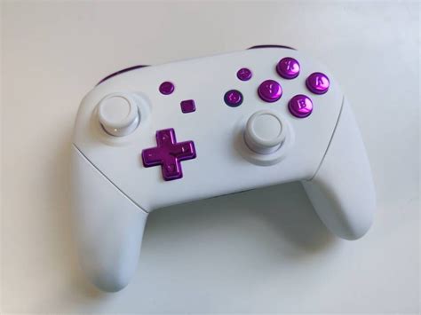 Custom Nintendo Switch Pro Controller White Shell & Chrome Pink Buttons ...