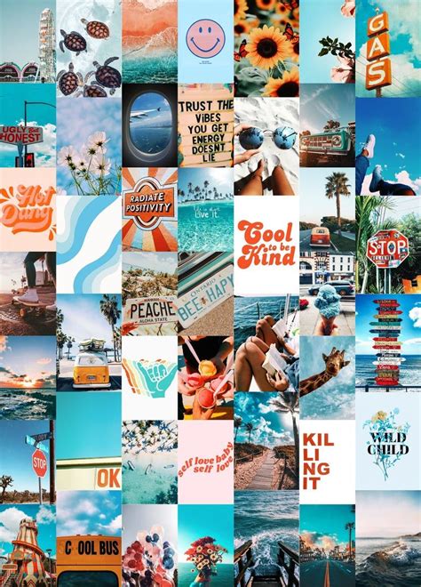 Summer Blues Wall Collage Kit Blue Aesthetic Wall Collage | Etsy ...