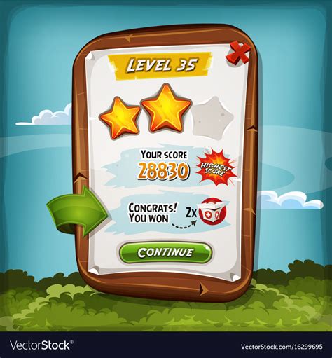 Level score board with bonus for game ui Vector Image