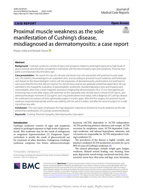 (PDF) Proximal muscle weakness as the sole manifestation of Cushing’s disease, misdiagnosed as ...