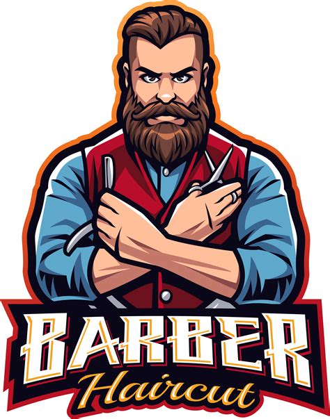 Barber haircut esport mascot logo design By Visink | TheHungryJPEG