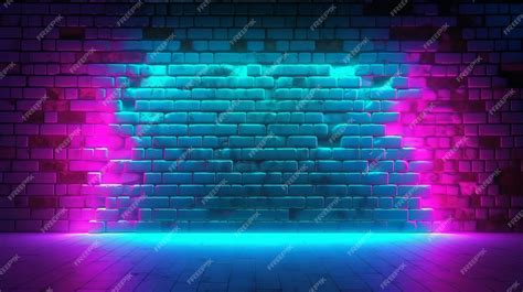 Premium AI Image | A Brick Wall Room with Neon Lights