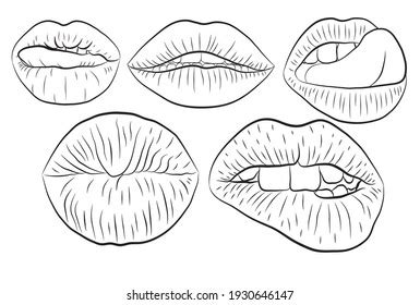 Set Sexy Red Lips Red Lipstick Stock Vector (Royalty Free) 1932277967 | Shutterstock