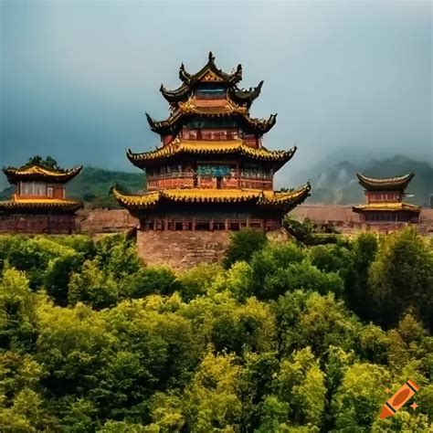 Ancient chinese kingdom, lots of stone towers, castles, and houses ...