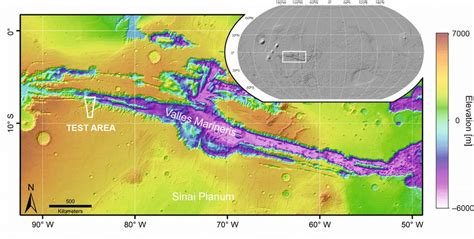 Elevation map of the Valles Marineris region derived from the MEX HRSC ...