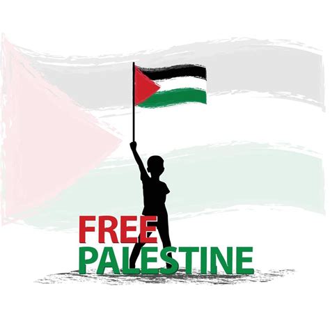 Free Palestine the boy stand with flag Vector illustration background. Pray for Palestine flag ...