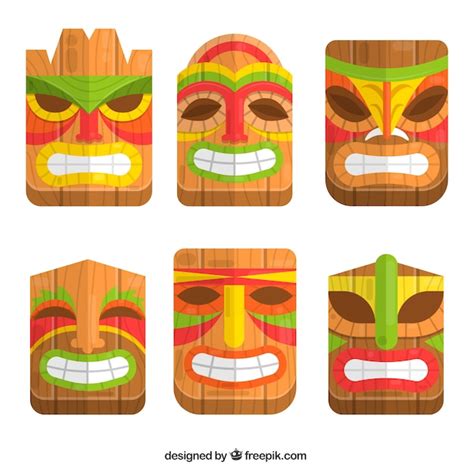 Free Vector | Hawaiian tribal masks