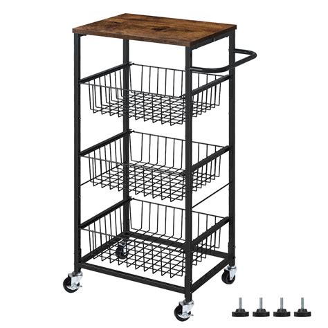 Buy Kitchen Storage Cart on Lockable Wheels, 4-Tier Storage Organizer ...