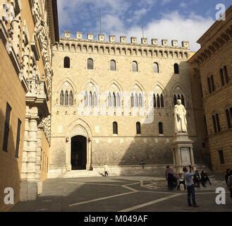 Headquarters in Siena, Italy of Banca Monte dei Paschi di Siena, the ...