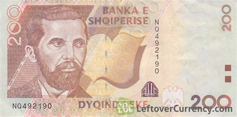 200 Albanian Lek banknote (Naim Frashëri) - Exchange yours for cash