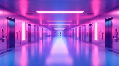 Premium Photo | Empty Futuristic Corridor with Blue Lighting Modern ...