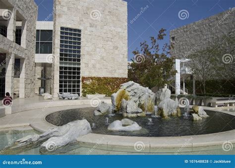 Getty Museum Exterior Garden Editorial Stock Photo - Image of simple ...