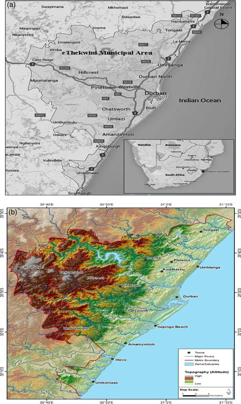 (a) Map of eThekwini municipal area, KwaZulu‐Natal Province. South ...